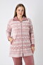 Women's Plus Size Cotton Velvet Tracksuit Set / Ecru- Powder 2300-B - 7