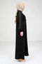 Black Satin Paneled Zippered Round Neck Hijab Ferace 9203-25 - 2
