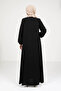 Black Zippered Front Pocket Adjustable Side Zipper Detailed Hijab Ferace 9326-25 - 4