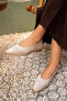 Joset Beige Blunt Toe Flat Women's Ballet Flats - 2