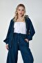 5869 - Stylish Comfortable Thin Denim Fabric Women's Soft Pants K Hooded Jacket Set - 6