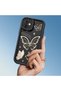 iPhone 16E Compatible Quality Black Silicone Butterfly Pattern Shockproof Case - 5