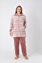 Women's Plus Size Cotton Velvet Tracksuit Set / Ecru- Powder 2300-B - 4