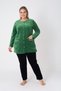 Women's Plus Size Cotton Velvet Tracksuit Set / Green - Black 2309 - 3