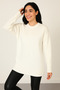 Beige Crew Neck Oversize Knitwear Sweater