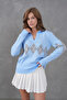 Women's Polo Neck Patterned Half Placket Knitwear Sweater 8597Sw