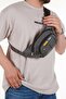 Men's Fabric Crossbody Cross Chest Shoulder & Waist Bag with USB Headphone Output - Grey