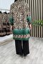 Gece Takim Wool Effect Fabric Tunic, Double Fabric Pants Emerald Women's Leopard Patterned Pants Hijab Suit - 5