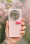 Redmi 14C Case Pink Polka Dot Bow Detailed Leather-Look Stylish Design Case
