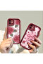 iPhone 14 Plus Compatible Beautiful Rose Pattern Burgundy Silicone Impact Protection Case - 7