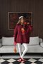Women's Oversized Sweatshirt Dress Matryoshka Girl Printed Burgundy – Crew Neck, 3 Thread Fleece - 6