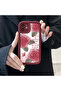 iPhone 14 Plus Compatible Beautiful Rose Pattern Burgundy Silicone Impact Protection Case - 5