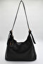 Women's Large Size Leather Charm Adjustable Shoulder Strap Hand and Shoulder Bag Black