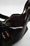 Women's Large Size Leather Charm Adjustable Shoulder Strap Hand and Shoulder Bag Black - 2
