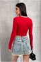 Women's Chain Detail Corded Shardo Fleece-Lined Sleeve Crop Bluz - 8