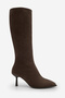 Women's Pointed Toe Half Zipper Thin Heeled Boots Lavisa Brown Suede - 4