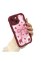 iPhone 15 Plus Compatible Beautiful Rose Pattern Burgundy Silicone Impact Protection Case - 3