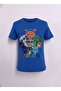 Boy's Crew Neck Relax Fit Cotton Sprunki Game Characters Printed Blue T-Shirt - 4