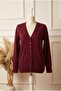 Women's Mother Burgundy V-Neck Buttoned Knitwear Cardigan