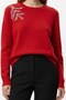 Women's Red Crew Neck Stone Embroidered Soft Textured Christmas Combination Knitwear Sweater Blouse - Women's Kaz - 4