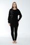 Women's Cotton Ribbed Bottom - Top Set / Black 2278