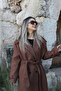 Brown Lined Button Detail Cashmere Coat - 4