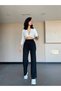Corded Fabric Fabric High Waist Loose Fit Gray Sweatpants - 3