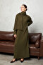 Knitted Dress with Detail Work Khaki