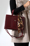 Burgundy Women's Box Model Bag with Scarf Detail, Stylish Hand and Shoulder Bag, Crossbody Use - 6