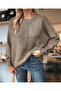 Crew Neck Long Sleeve Loose Model Woven Detailed Knitwear Sweater Oversized Loose Comfortable - 2