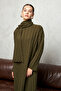 Knitted Dress with Detail Work Khaki - 5