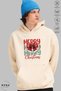 Unisex Hoodie Long Sleeve Bow Merry Christmas Printed Hooded Fleece-Lined Oversized Cotton Sweatshirt - 2
