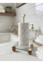 Gold Decorative Wooden Ball Pedestal Glass Paper Towel Holder, Napkin Roll Paper Towel Organizer - 3