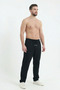 Men's Black Baggy Wide-Leg Oversized Relaxed 4-Season Sweatpants Wide-Leg 2-Thread Full Fit - 3