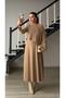 Beige Thick Strap Flared Dress-Blouse Set
