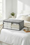 Gray Medium Size Windowed Underbed Sweater Pique Blanket Clothes Storage Box / 52X28X21