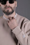 Unisex Relaxed Fit Cotton Sweatshirt with Embroidered Collar and Hem - 4
