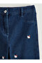 Özmarka New Season Indigo and Embroidered Girls' Jean Pants - 3