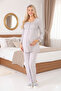 Women's Gray Lace Buttoned Special Design 100% Cotton Maternity Pajama Set - 4