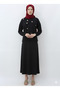 Women's Woven Fabric Button Detailed Long Skirt Hijab Set
