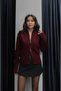 Burgundy Double Zipper Cardigan - 2
