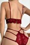 Women's Burgundy Lace Cut-Out Detailed Stylish Bra and Panty Set - 3