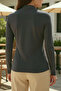 Women's Anthracite Gray Finger Detailed Stretchy Long Sleeve Bodysuit - 5