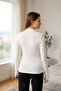 Women's White Finger Detailed Stretchy Long Sleeve Bodysuit - 4
