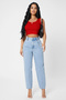 Women's Red Square Neck Crop Top Blouse - 3