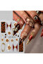 2 pcs STZ-5D137 2 pcs 5D Embossed Brown Fairy Orchid Flower Nail Stickers Golden Bronzing Lines Star - 3