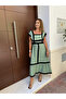 Rochie Lunga cu Dungi in Contrast