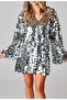 Silver Sequin V-Neck Long Sleeve Bell Sleeve Party Dress (Women) - 2