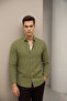 Khaki Oversize Textured Shirt