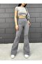 Women's Gray Flexible Flared Leggings Pants - 3